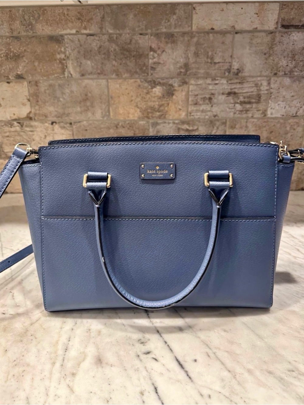 kate spade Periwinkle Leather Satchel with Gold Hardware